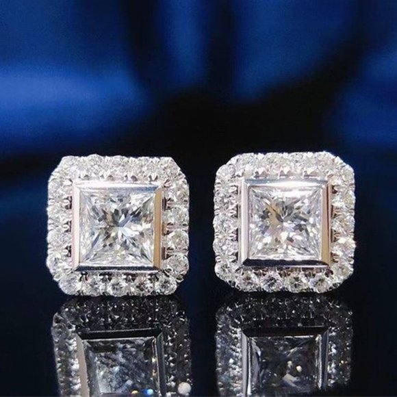 🎁 Princess Cut CZ Dazzling Imitate Zircon Earring for Women, HA4544 - Picture 1 of 6